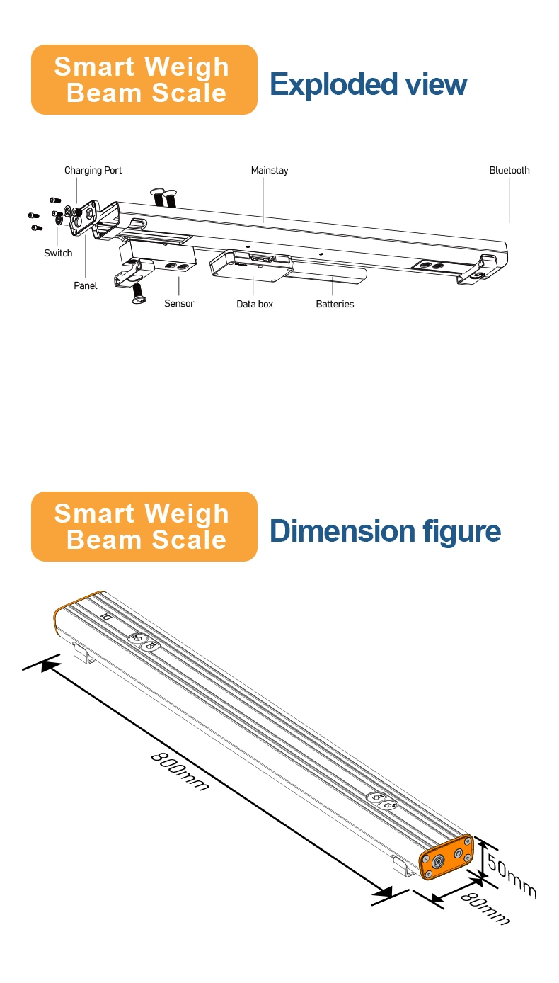 Android-System Portable Beam Scale, Industrie-Paletten-Wagen-Wagen 1500kg Industrie-Beam-Wagen 3