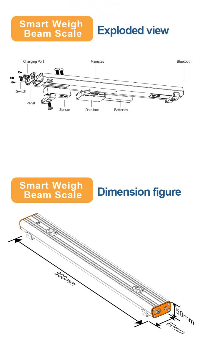 80*8*5,5cm Aida Portable Weighing Pallet Beam Scale für eine genaue Materialbearbeitung 3