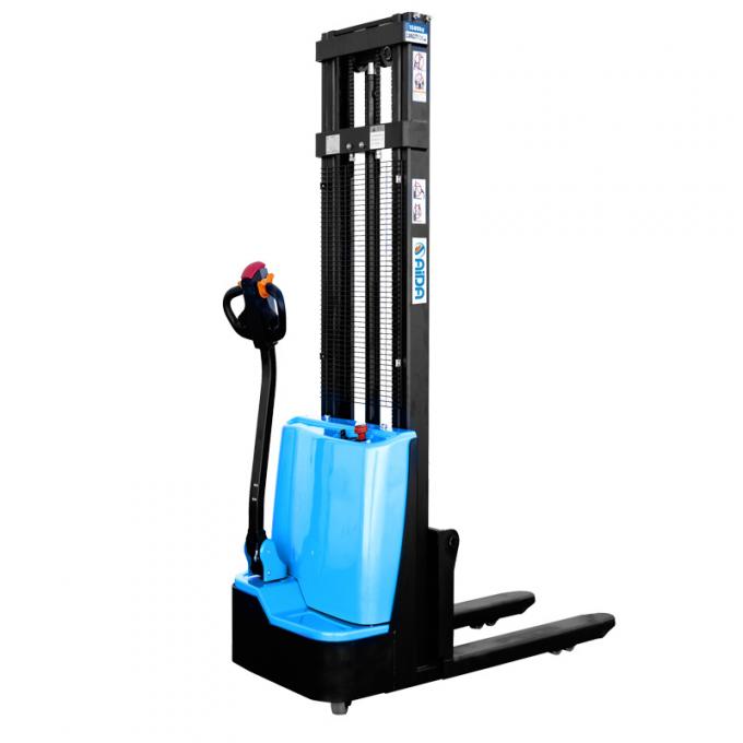 Walking Behind Electric Stacker Gabelstapler 2 Tonnen 2500 mm Höhe Fußgänger Palettenstapler mit Reichweite 0