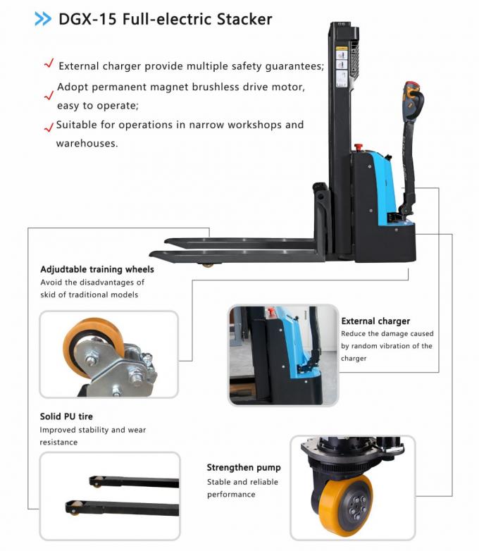 Blei-Säure-Full-Elektrische Stapler Batterie-Paletten-Stacker Gabelstapler Stand auf hoher Effizienz 0
