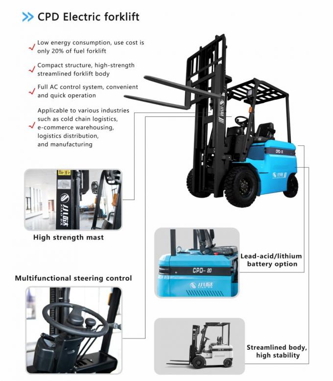 Logistik Vertrieb Kleiner Elektro-Forklift Fahrt auf einem Gabelstapler 3 m Aufzugshöhe 0