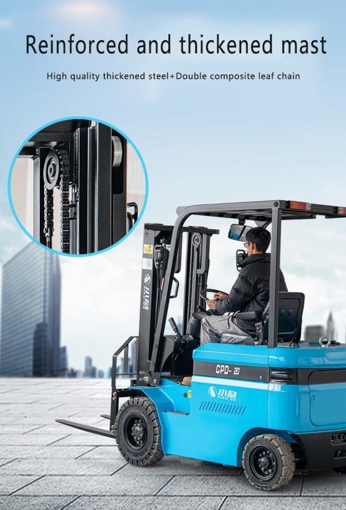 Fahrt auf einem elektrischen Gabelstapler 3 Tonnen Kapazität 48 V Batterie Energieeffiziente elektrische Fahrt auf einem Gabelstapler 1